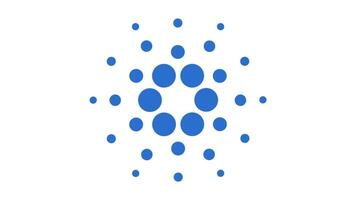 Cardano symbol ADA blockchain cryptocurrency animation. Digital currency Cardano, a logo with an abstract dots video