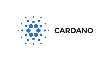 cardano symbol ada blockchain kryptovaluta animation. digital valuta cardano, en logotyp med ett abstrakt prickar video