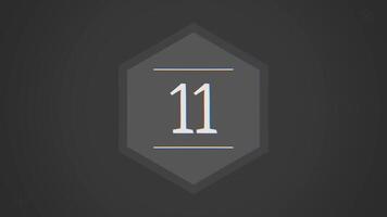 The number 11 appears black and white animation. Numbers Animation with Alpha Channel video