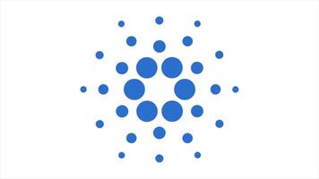 Cardano Symbol blockchain cryptocurrency. Cardano cryptocurrency market. Abstract symbol Cardano with color dots video