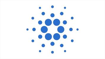 cardano symbol blockchain kryptovaluta. cardano kryptovaluta marknadsföra. abstrakt symbol cardano med Färg prickar video