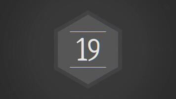 The number 19 appears black and white animation. Numbers Animation with Alpha Channel video