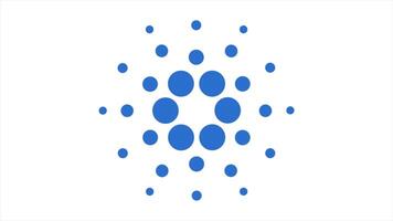 cardano símbolo blockchain criptomoeda. cardano criptomoeda mercado. abstrato símbolo cardano com cor pontos video