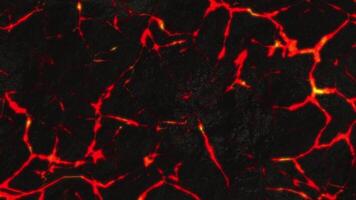 Abstract background with animation of burning fire or lava from cracks on stone surface, seamless loop. Abstract motion background of liquid magma. video
