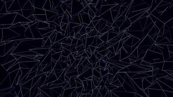 blu e viola triangoli in movimento animazione su nero sfondo, senza soluzione di continuità ciclo continuo. geometrico forme e figure rotante infinitamente, mosaico modello. video