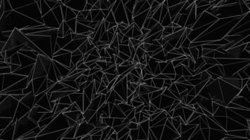 Abstract background of white triangles rotating chaotically on black background, seamless loop. Animation of flying, spinning monochrome geometrical figures, broken glass effect. video