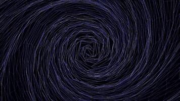 astratto spirale tunnel Filatura con stretto viola Linee nel il modulo di triangoli nel il centro, senza soluzione di continuità ciclo continuo. infinito imbuto rotante su nero sfondo. video