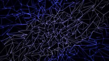 Blue and purple triangles moving animation on black background, seamless loop. Geometrical shapes and figures rotating endlessly, mosaic pattern. video