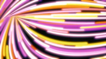 Abstract neon wavy lines moving fast, motion background. Fast flowing of narrow, curved, colorful stripes, seamless loop. video