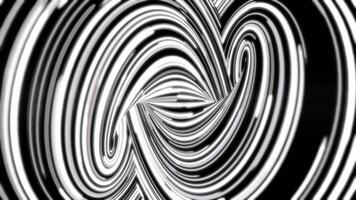 Abstract background with infinity sign formed by many narrow, blak and white lines, seamless loop. Curved, neon stripes moving endlessly monochrome. video