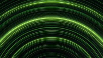 Glowing, arcuate, green lines lines shimmering endlessly. Seamless, loopable animation of abstract rainbow light stripes. video