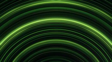 Glowing, arcuate, green lines lines shimmering endlessly. Seamless, loopable animation of abstract rainbow light stripes. video