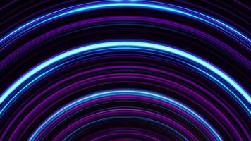 Glowing, arcuate, purple lines lines shimmering endlessly. Seamless, loopable animation of abstract rainbow light stripes. video