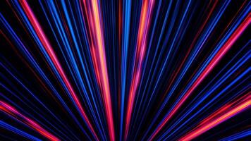 Abstract colorful animation with straight, shimmering, blue and red rays shining from one point. seamless loop. Beautiful glowing lines moving endlessly. video