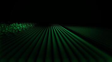 Acoustic, abstract green waves on black background. Straight volume lines transforming into small waves. video