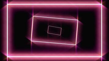 Abstract background with neon red rectangles moving one by one on black background, seamless loop. Animation. Glowing geometrical figures fly in an orderly manner. video