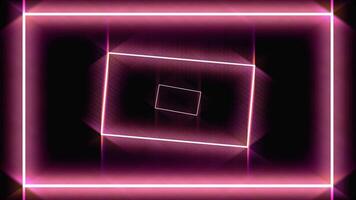 Abstract background with neon red rectangles moving one by one on black background, seamless loop. Animation. Glowing geometrical figures fly in an orderly manner. video