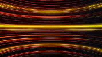Waving stripes of shimmering light moving endlessly and parallel to each other. Abstract colorful background with curved, yellow and orange lines, seamless loop. video
