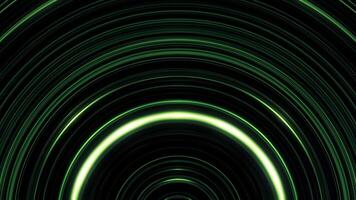 Abstractdark green circle beating on black background. Parallel shimering curved lines moving slowly. video
