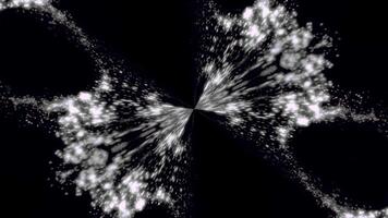 astratto, monocromatico simmetrico modello di piume su nero sfondo, senza soluzione di continuità ciclo continuo. caleidoscopico astratto ovali succhiato in il sentral punto. video