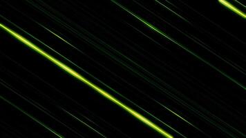 Shimmering straight green lines shining on the black backgroundand rotating, seamless loop. Parallel bright rays spinning and shining endlessly. video