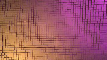 Motion design abstract background with pink and yellow gradient wavy texture, top view, seamless loop. Animation. Volumetric wave-like movement of cubes. video