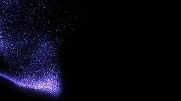 Abstract flight of purple particles on dark background. Animation. Amazing space dust, bright moving comet and its colorful trace. video