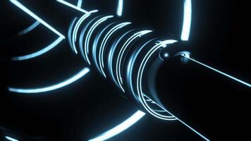 Abstract blue bending metal pipes on a black background. Design. Animated industrial backdrop. video