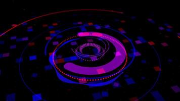 cirkel audio equalizer achtergrond. animatie. abstract circulaire spinnen muziek- gelijkmaker, simulatie voor muziek, futuristische achtergrond, naadloos lus. video