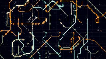 resumen vistoso líneas, geométrico cifras, y puntos apareciendo en el pantalla, Moviente rápido y formando un futurista esquema. animación. tecnológico resumen movimiento antecedentes. video