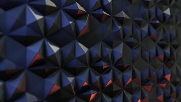 Abstract surface with convex triggers of dark colors for moving slowly, seamless loop. Stock animation. 3D background with geometric figures, light and shadow. video