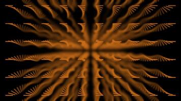 Orange 3d abstrakt Hintergrund mit gebogen Spiralen im viele Reihen, geometrisch Muster. Animation. spiralförmig runden zahlen mit Schatten ziehen um abwärts Erstellen ein dunkel Tunnel Wirkung, nahtlos Schleife. video