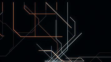 Abstract geometric lined pattern, motion graphics. Animation. Endless quantity of colorful lines create a complex structure of pipeline isolated on black background. video