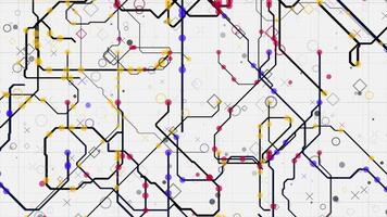 trogen digital hårdvara, abstrakt vetenskap fiktion begrepp. animation. elektrisk schema krets med rör på sig signaler på vit bakgrund. video