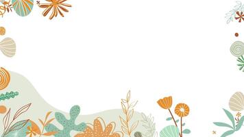 Floral patterns around edges. Animation. Beautiful animated background with delicate plants blooming at edges on white backdrop video