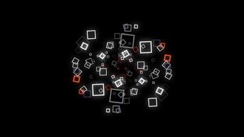cyber Plats med neon kvadrater på svart bakgrund. animation. 3d hypnotisk effekt med trogen neon kvadrater på svart bakgrund video