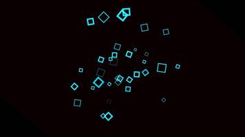 Colored squares splash out and spread out on black background. Animation. Square frames appear as outliers and spread out on black background video