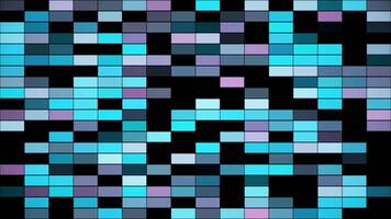 Colorful abstract horizontal square pattern, seamless loop motion graphic background. Animation. Blue, black, and purple blinking mosaic tiles. video