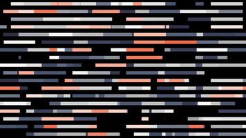 Abstract horizontal parallel rows of line segments moving intermittently into the same direction isolated on black background. Animation. Seamless loop motion design. video