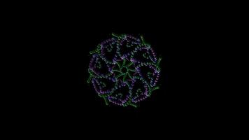 ipnotico caleidoscopio sfondo con mutevole figure fatto di piccolo palle, senza soluzione di continuità ciclo continuo. animazione. bellissimo in movimento piccolo perline isolato su nero sfondo. video