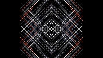 Abstract colorful rhombus frames moving on black background, seamless loop. Animation. Narrow straight beams flowing into different directions. video