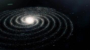 Flying through the Universe full of stars on black background, seamless loop. Animation. Breathtaking spiral shaped cosmic landscape. video