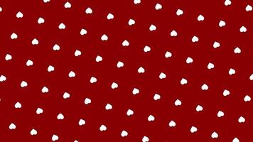 muitos linhas do pequeno e gordo vôo corações do branco cor em vermelho fundo, desatado laço. animação. conceito do santo dia dos namorados dia, amor, e romance. video