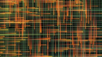 Abstract colorful narrow straight lines flowing on black background, seamless loop. Animation. Orange, green rays flow and cross each other. video