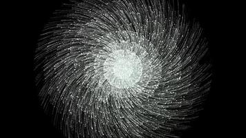 Abstract fireworks exploding many times and changing its color on black background, seamless loop. Animation. Flying and rotating sparkles of many firework volleys. video