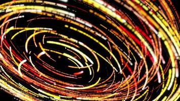 Endless spinning spiral of narrow colorful lines isolated on black background. Animation. Seamless loop abstract helix from many stripes rotating in the dark. video