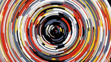 Futuristic background with many colorful lines forming a ring and flowing slowly, seamless loop. Animation. Bright spinning funnel on black background. video