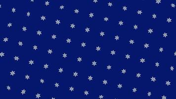 Beautiful white snowflakes moving and rotating on blue background, seamless loop. Animation. Rows of spinning Christmas snowflakes, winter holidays concept. video