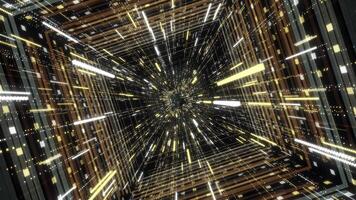 Hyperspace jump through stars, time, and cosmic tunnel, seamless loop. Animation. Abstract flight through 3D futuristic tunnel and flowing bright particles. video