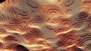 Wavy surface with ripples and grains, seamless loop. Animation. 3D vibrant pixel texture of orange color, futuristic and technological background. video